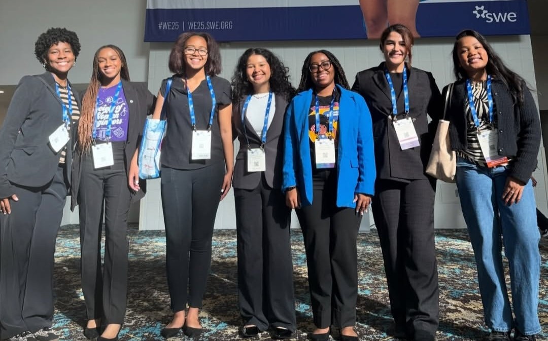 CEA students at 2025 SWE conference with CEE advisor