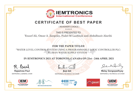 Lashhab Best Paper Certificate IEMTRONICS 2021