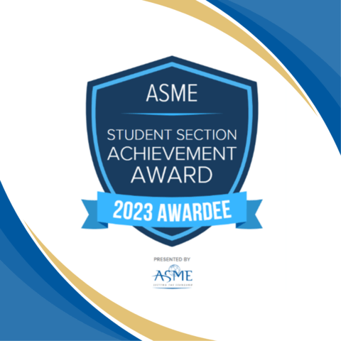 ASME Student Section Achievement Award Badge for 2023 Awardee