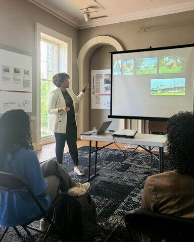 Nduom presenting at her exhibit